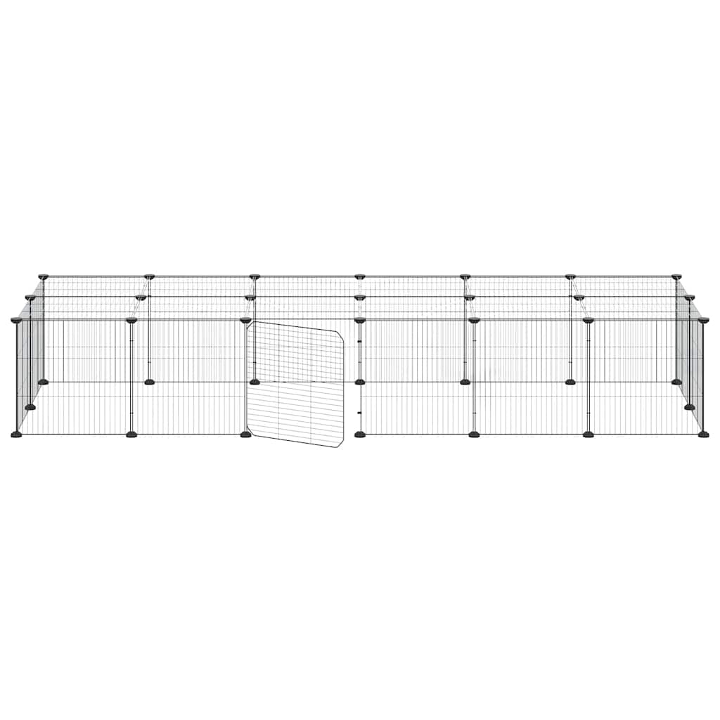 28-panels kæledyrsindhegning med låge 210x70x35 cm stål sort
