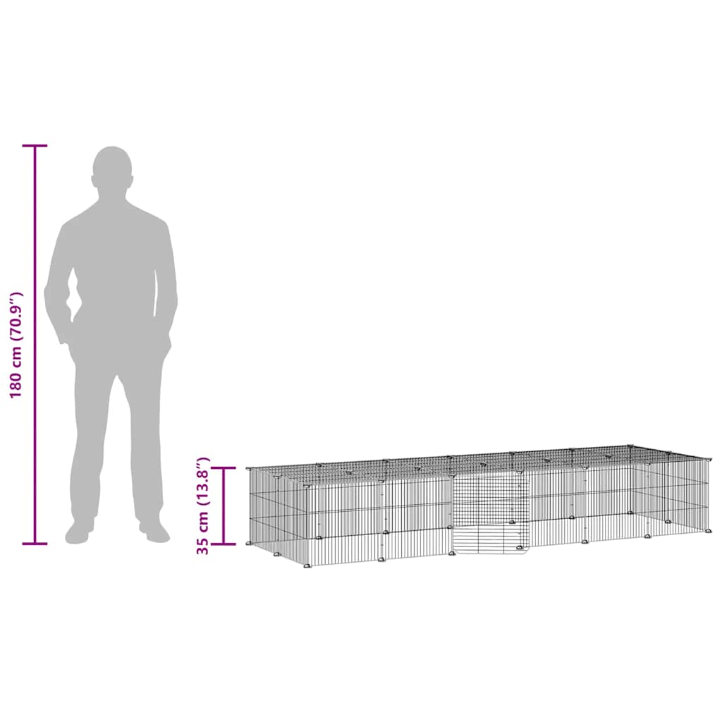 28-panels kæledyrsindhegning med låge 210x70x35 cm stål sort