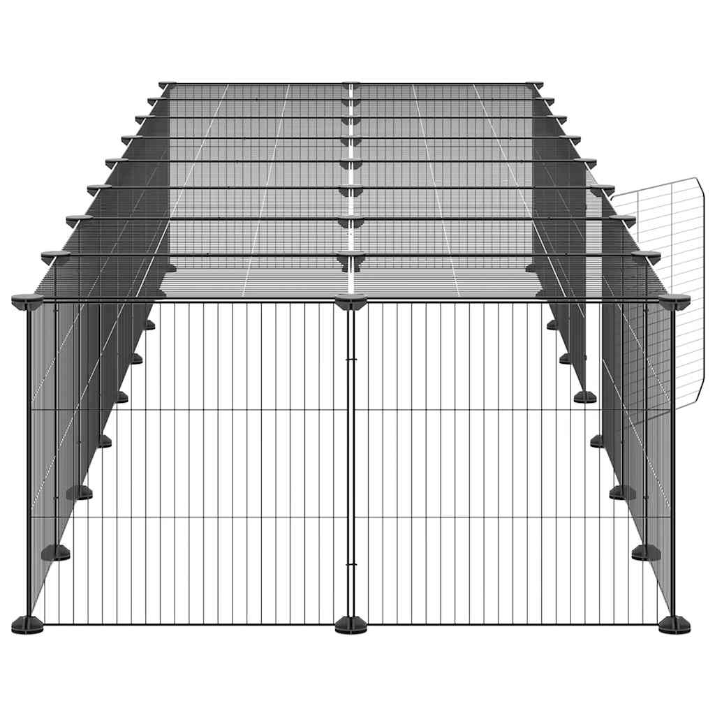 36-panels kæledyrsindhegning med låge 280x70x35 cm stål sort