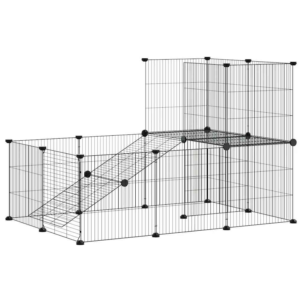20-panels kæledyrsindhegning med låge 105x70x70 cm stål sort