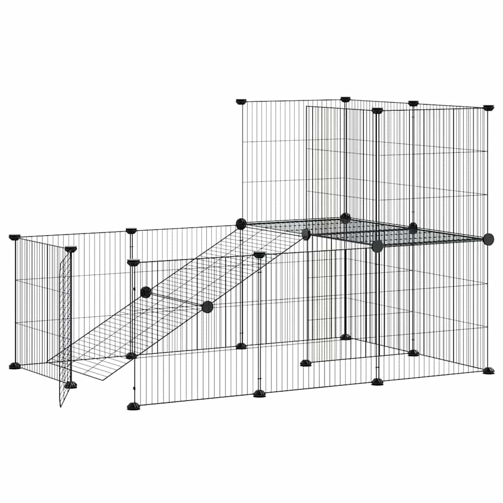 20-panels kæledyrsindhegning med låge 105x70x70 cm stål sort