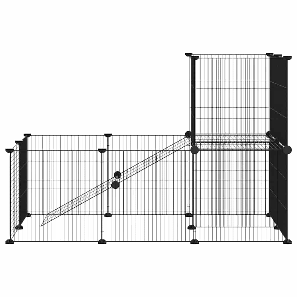 20-panels kæledyrsindhegning med låge 105x70x70 cm stål sort