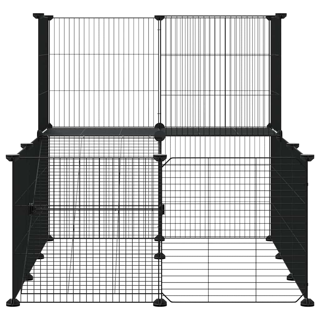 20-panels kæledyrsindhegning med låge 105x70x70 cm stål sort