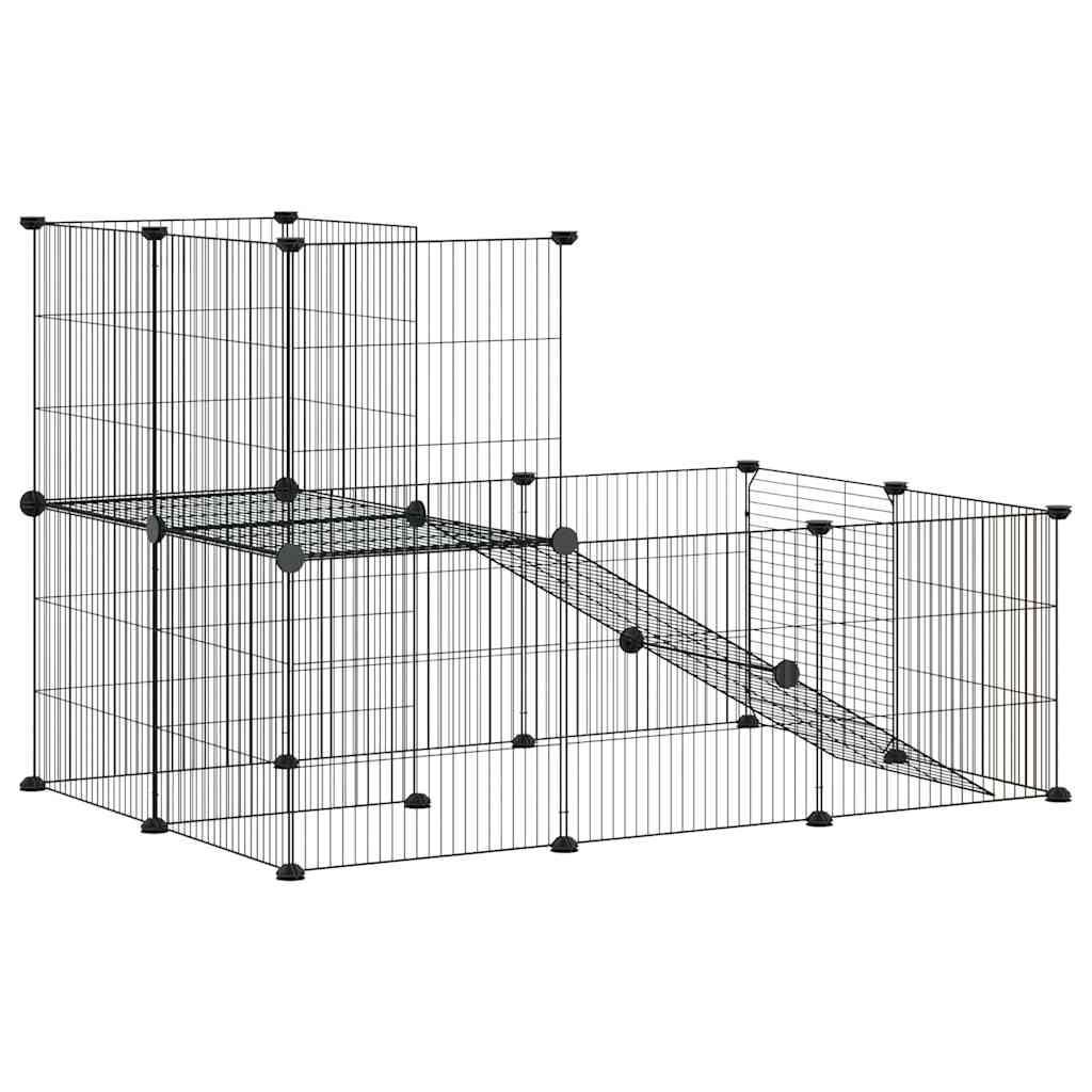 20-panels kæledyrsindhegning med låge 105x70x70 cm stål sort
