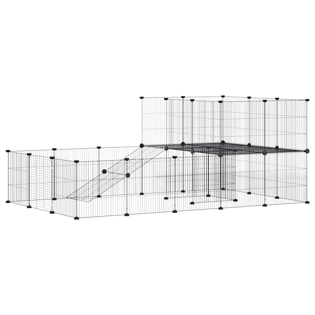 36-panels kæledyrsindhegning med låge 175x105x70 cm stål sort