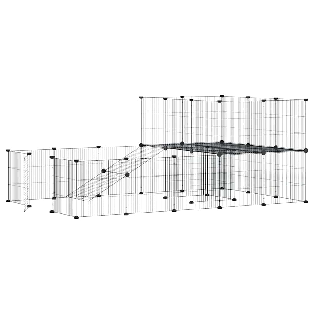 36-panels kæledyrsindhegning med låge 175x105x70 cm stål sort