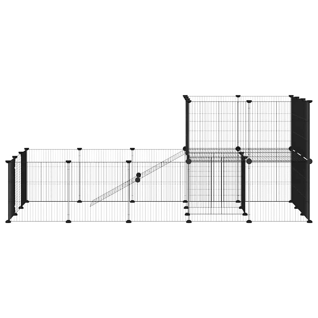 36-panels kæledyrsindhegning med låge 175x105x70 cm stål sort