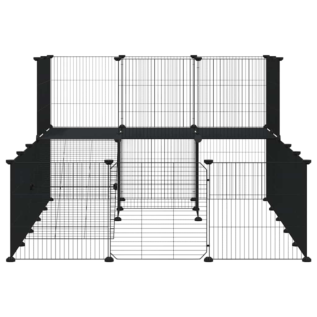 36-panels kæledyrsindhegning med låge 175x105x70 cm stål sort