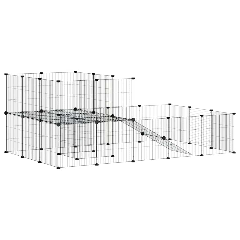 36-panels kæledyrsindhegning med låge 175x105x70 cm stål sort