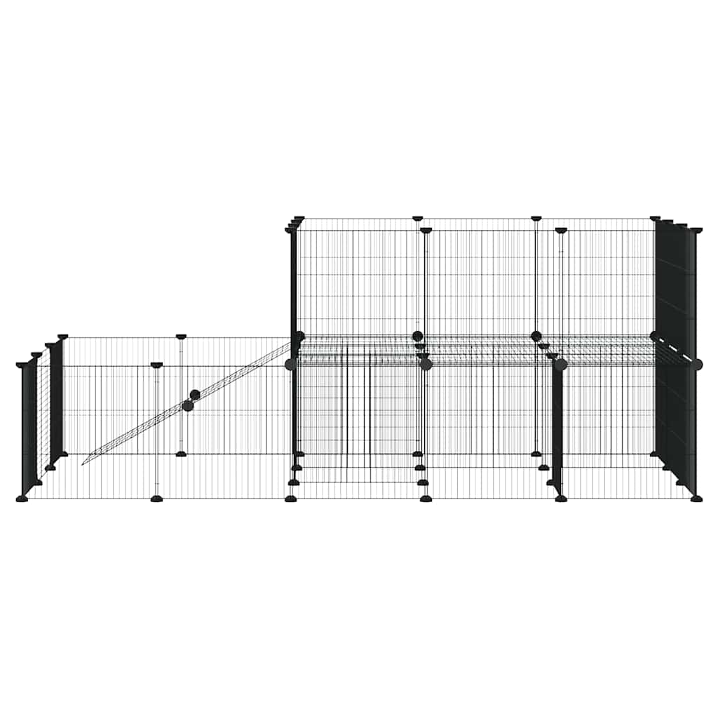 44-panels kæledyrsindhegning med låge 175x105x70 cm stål sort