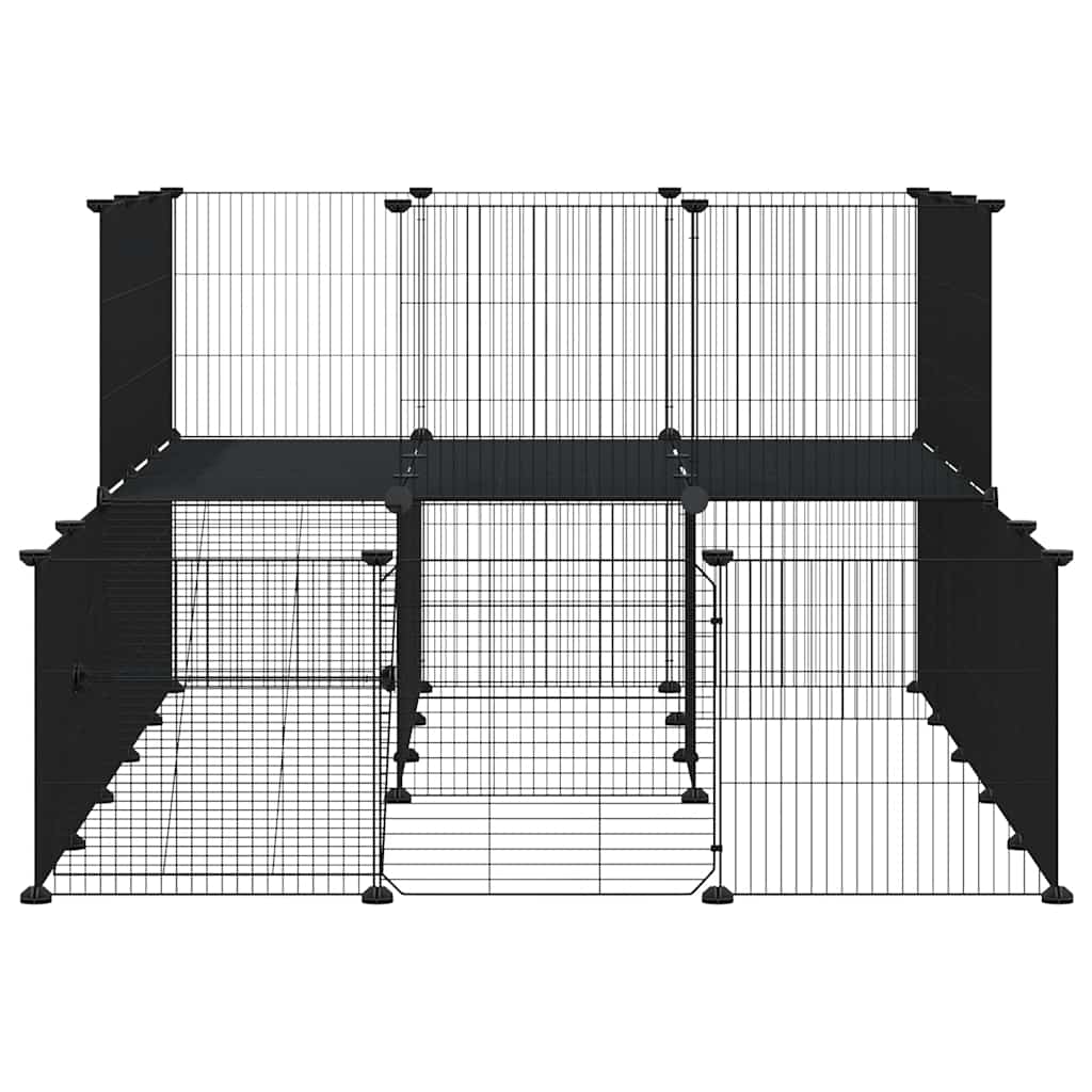 44-panels kæledyrsindhegning med låge 175x105x70 cm stål sort