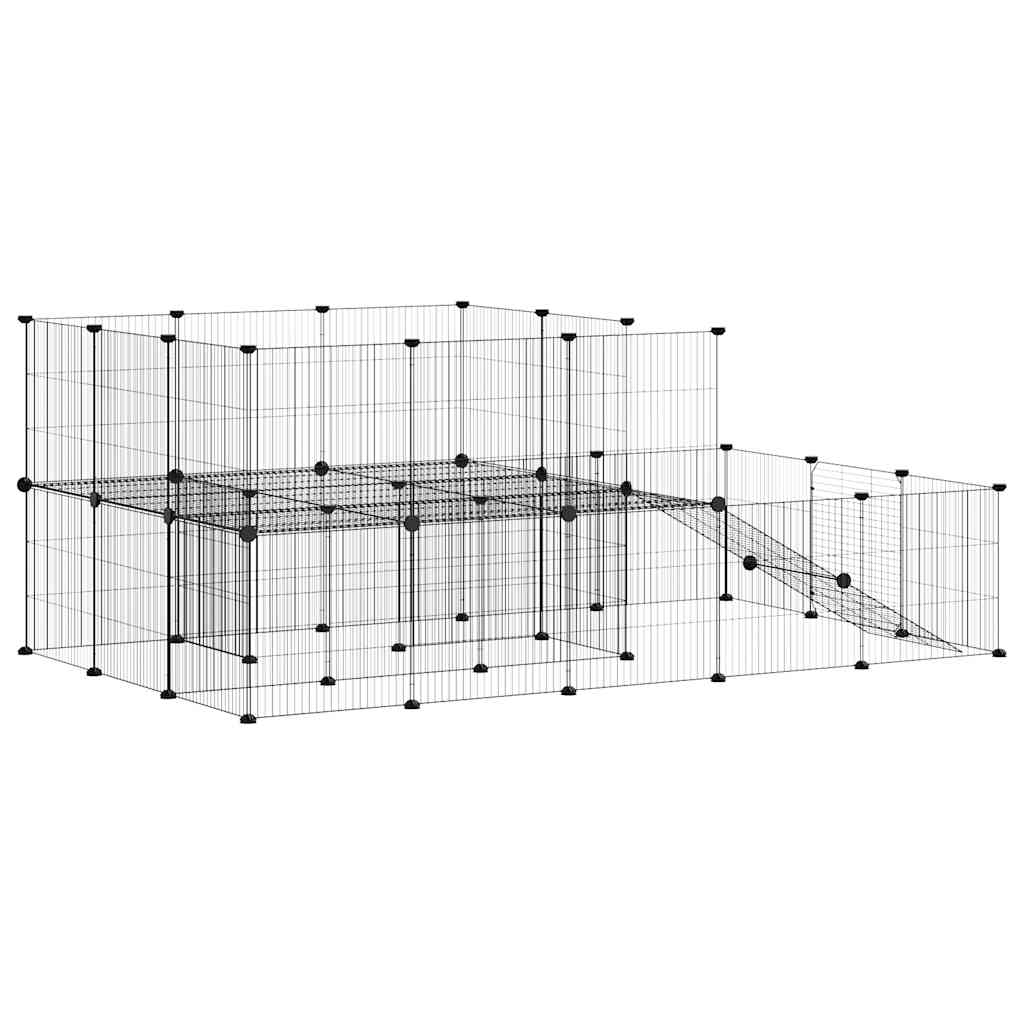 44-panels kæledyrsindhegning med låge 175x105x70 cm stål sort