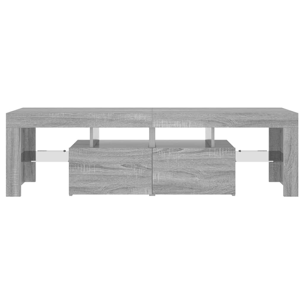 tv-bord med LED-lys 140x36,5x40 cm grå sonoma-eg