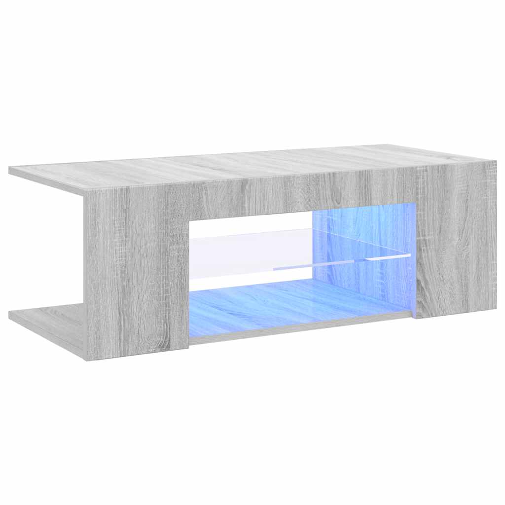 tv-bord med LED-lys 90x39x30 cm grå sonoma-eg