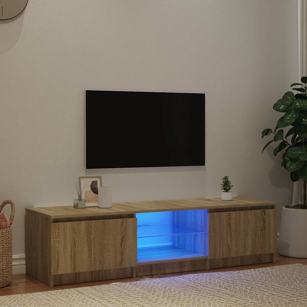 tv-bord med LED-lys 140x40x36 cm røget egetræsfarve