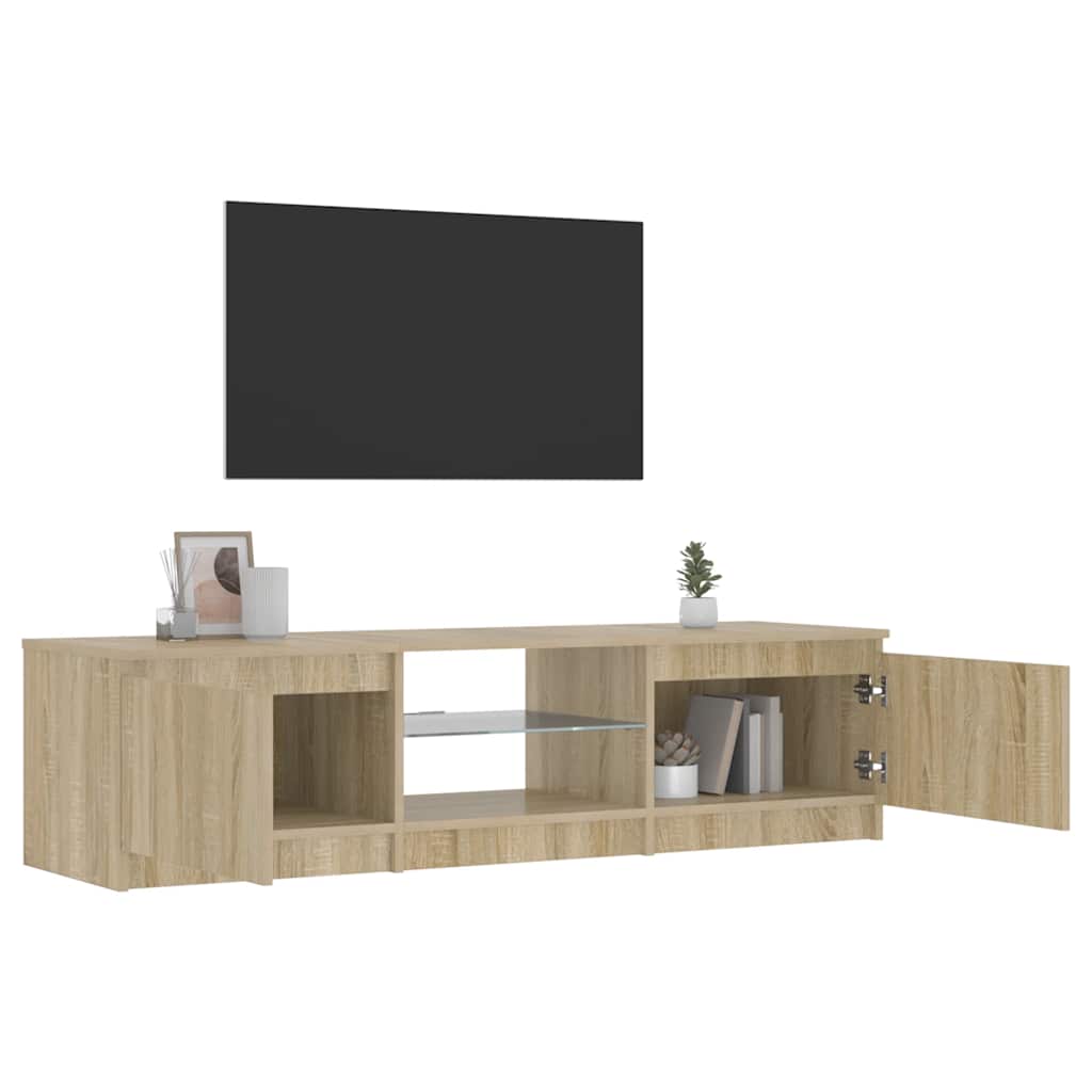 tv-bord med LED-lys 140x40x36 cm røget egetræsfarve