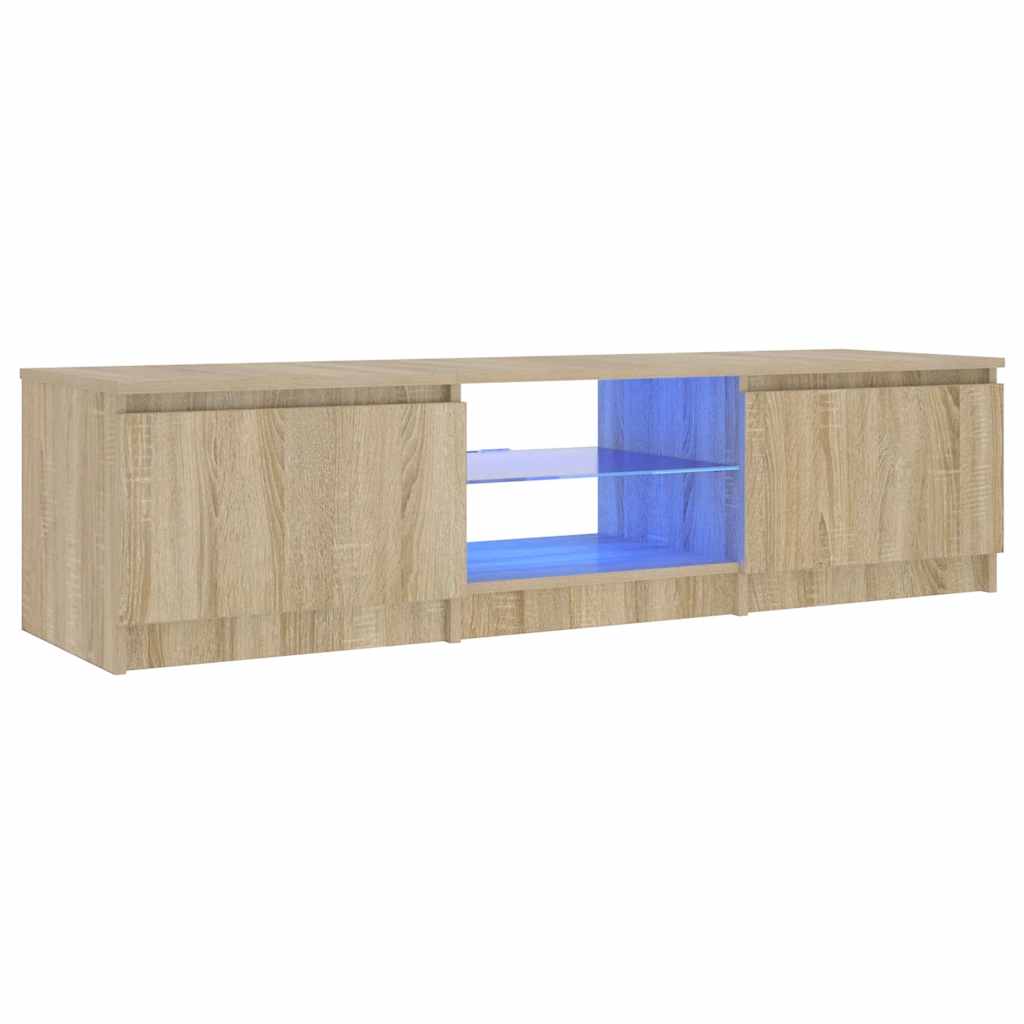 tv-bord med LED-lys 140x40x36 cm røget egetræsfarve