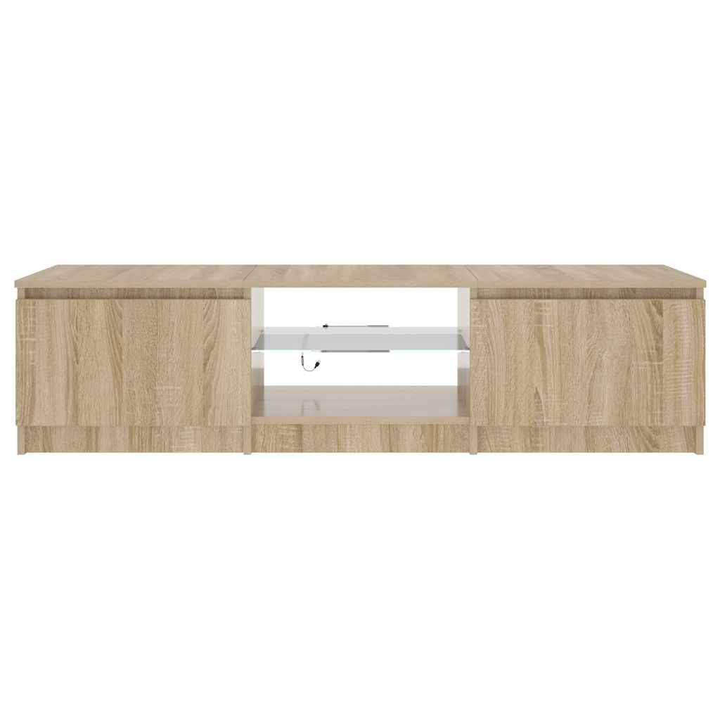 tv-bord med LED-lys 140x40x36 cm røget egetræsfarve