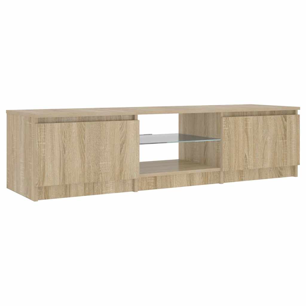 tv-bord med LED-lys 140x40x36 cm røget egetræsfarve