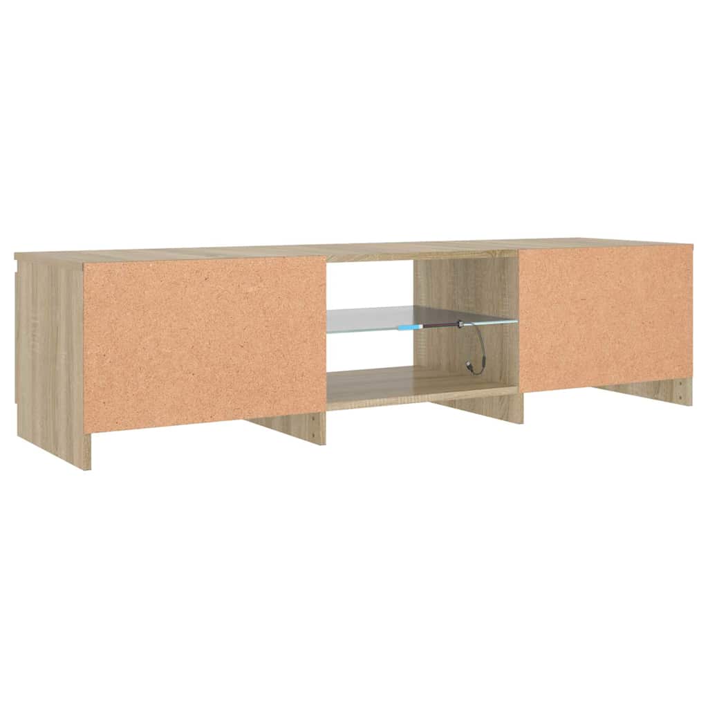 tv-bord med LED-lys 140x40x36 cm røget egetræsfarve