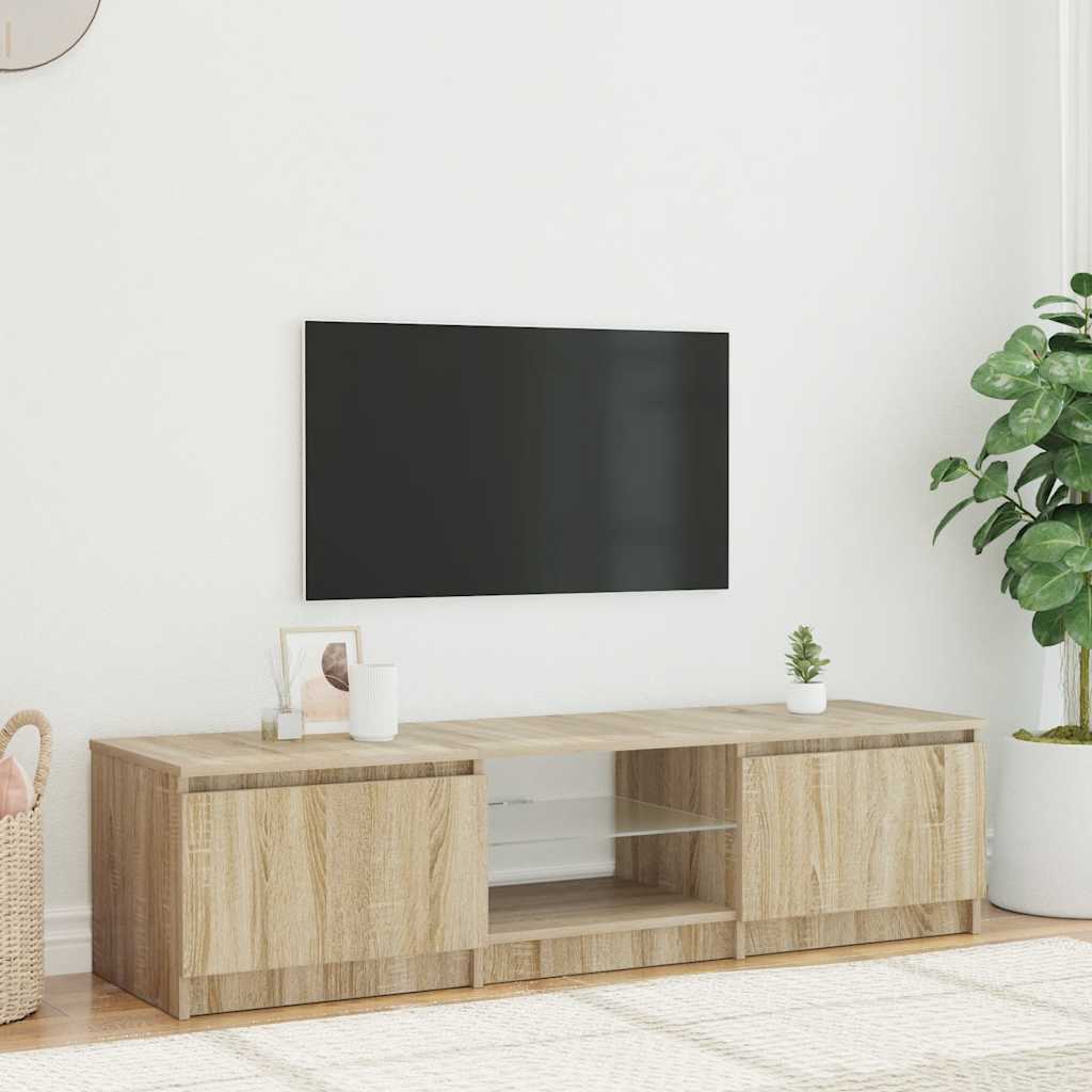 tv-bord med LED-lys 140x40x36 cm røget egetræsfarve