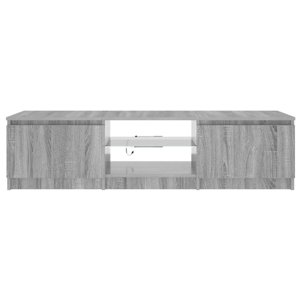 tv-bord med LED-lys 140x40x36 cm grå sonoma-eg