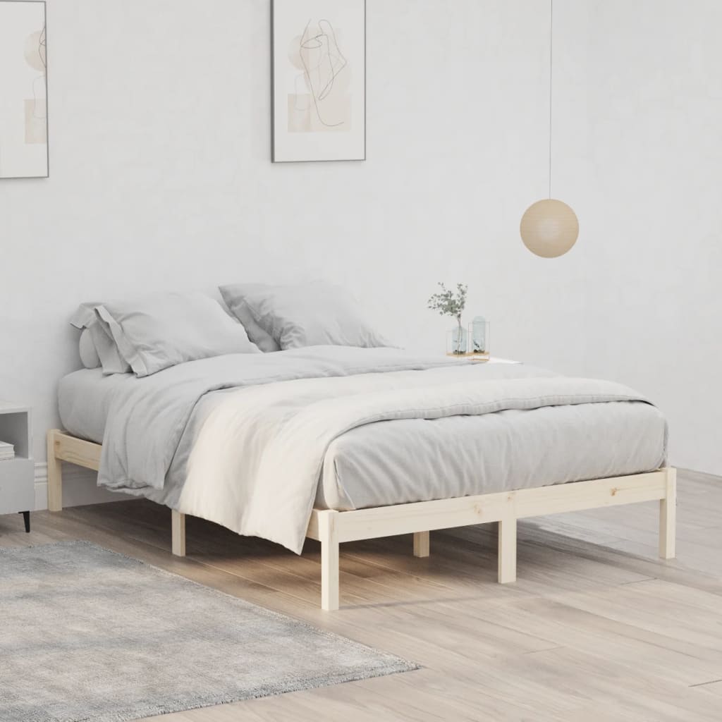 sengeramme uden madras 137x190 cm massivt fyrretræ