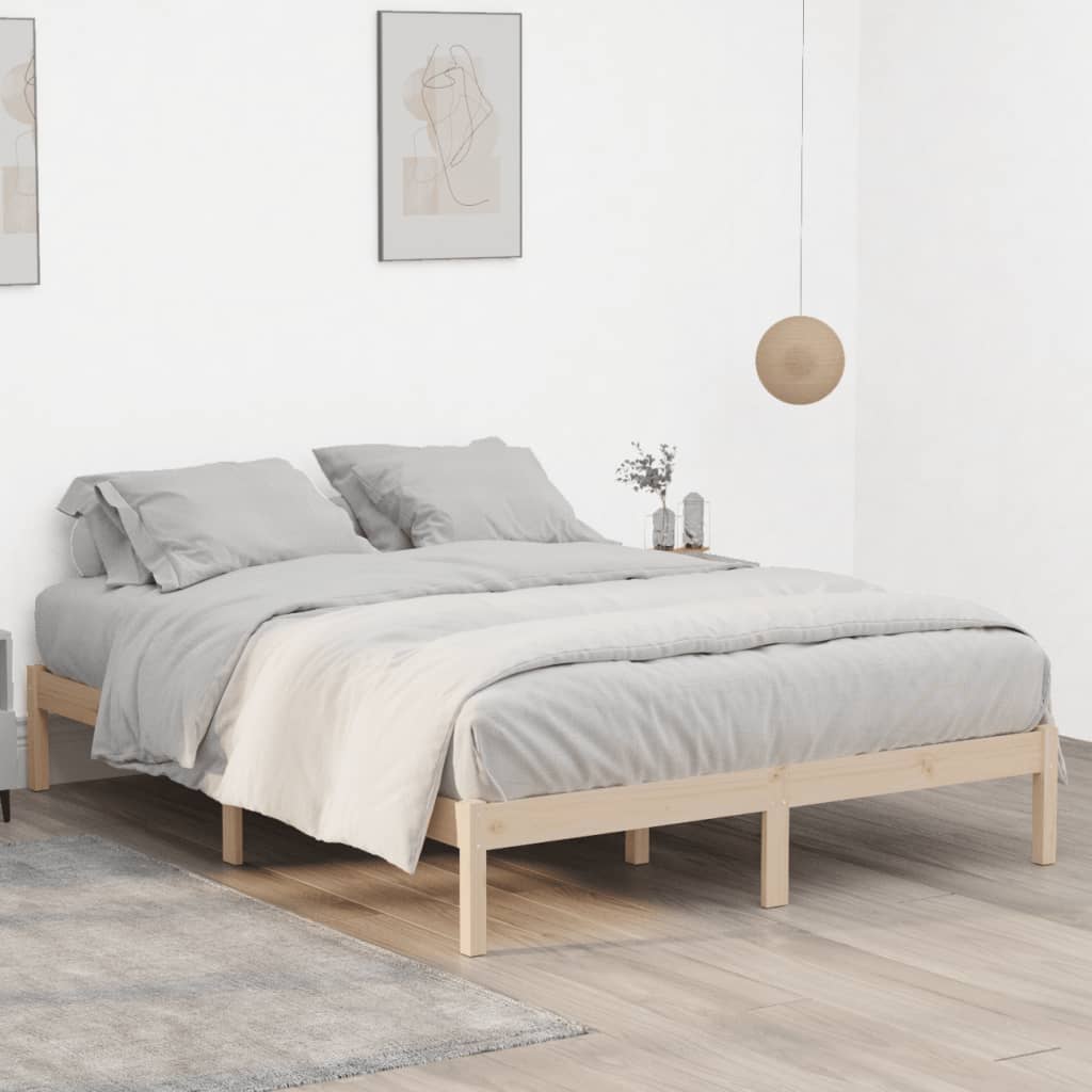 sengeramme uden madras 152x203 cm massivt fyrretræ