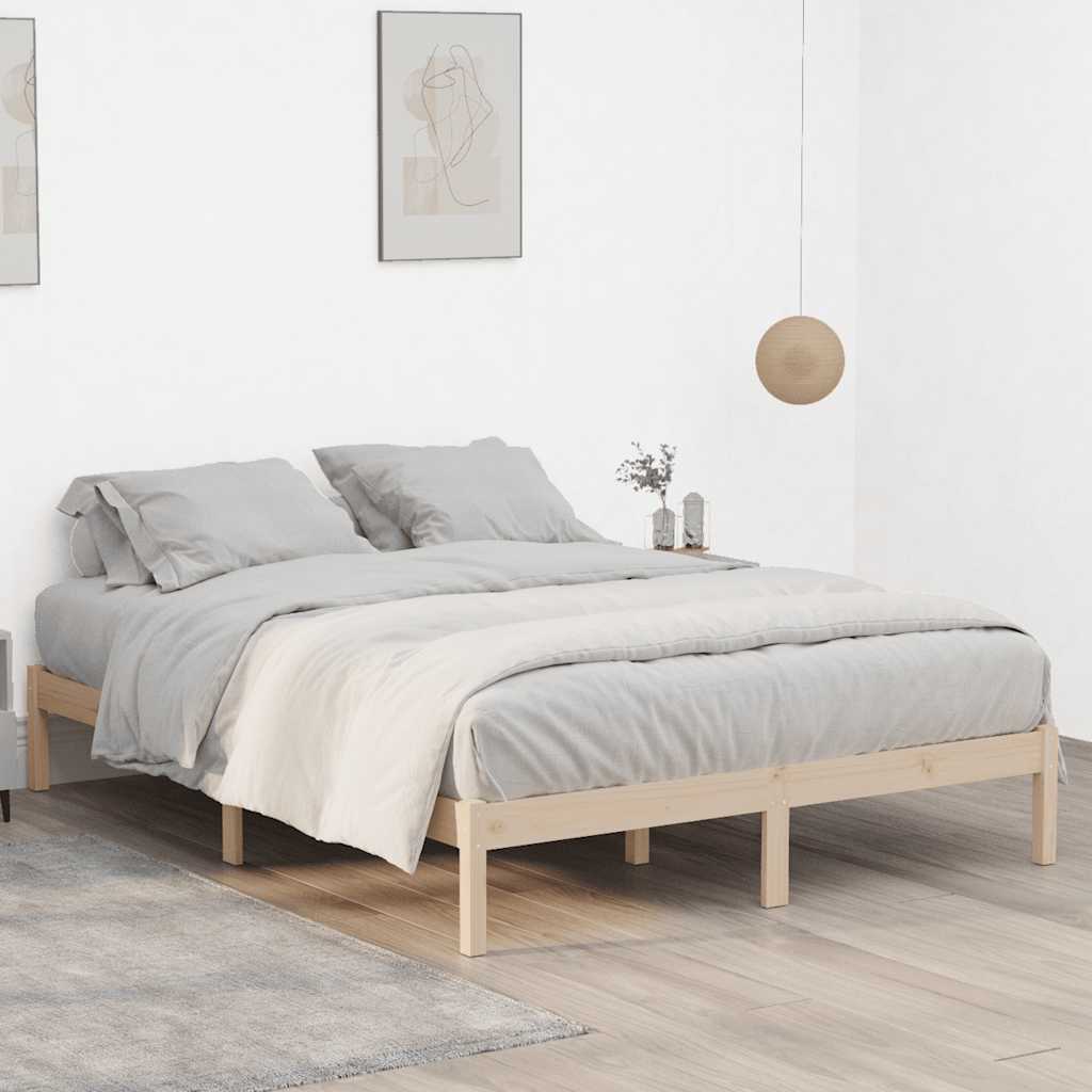 sengeramme uden madras 193x203 cm massivt fyrretræ