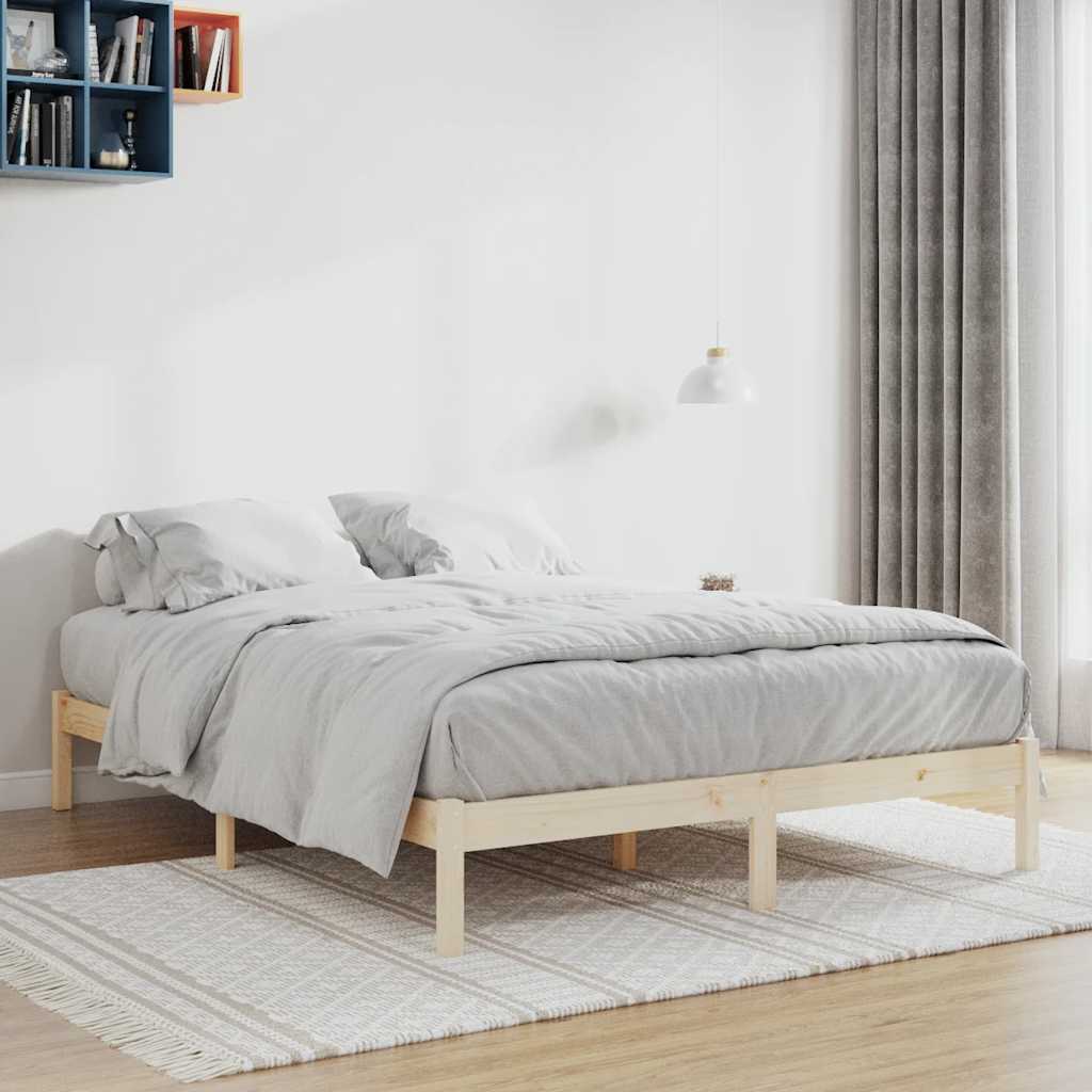 sengeramme uden madras 193x203 cm massivt fyrretræ