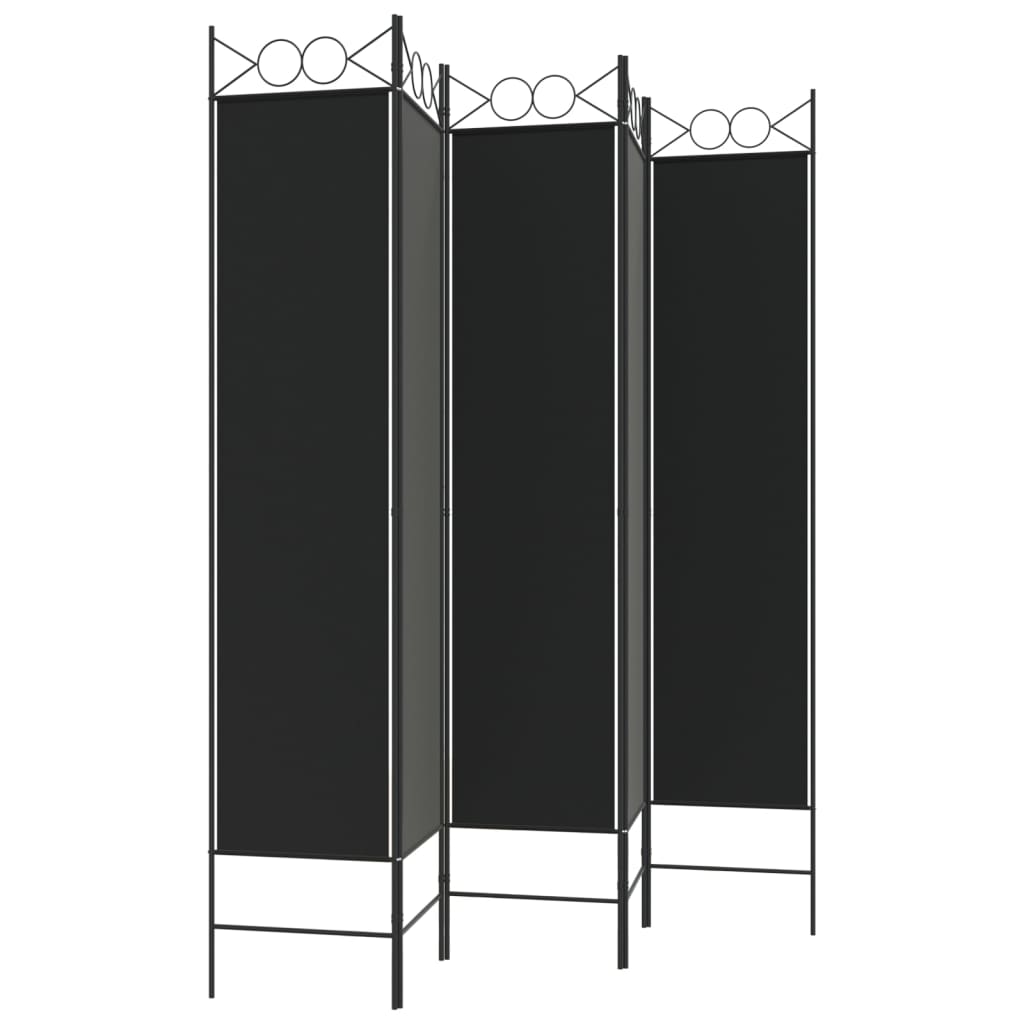 5-panels rumdeler 200x200 cm stof sort