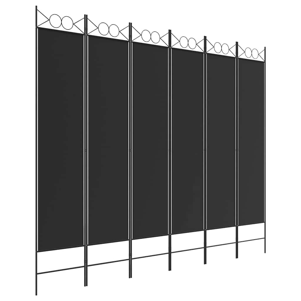 6-panels rumdeler 240x200 cm stof sort
