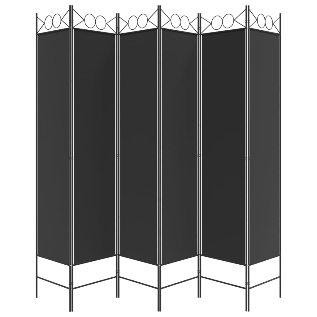 6-panels rumdeler 240x200 cm stof sort