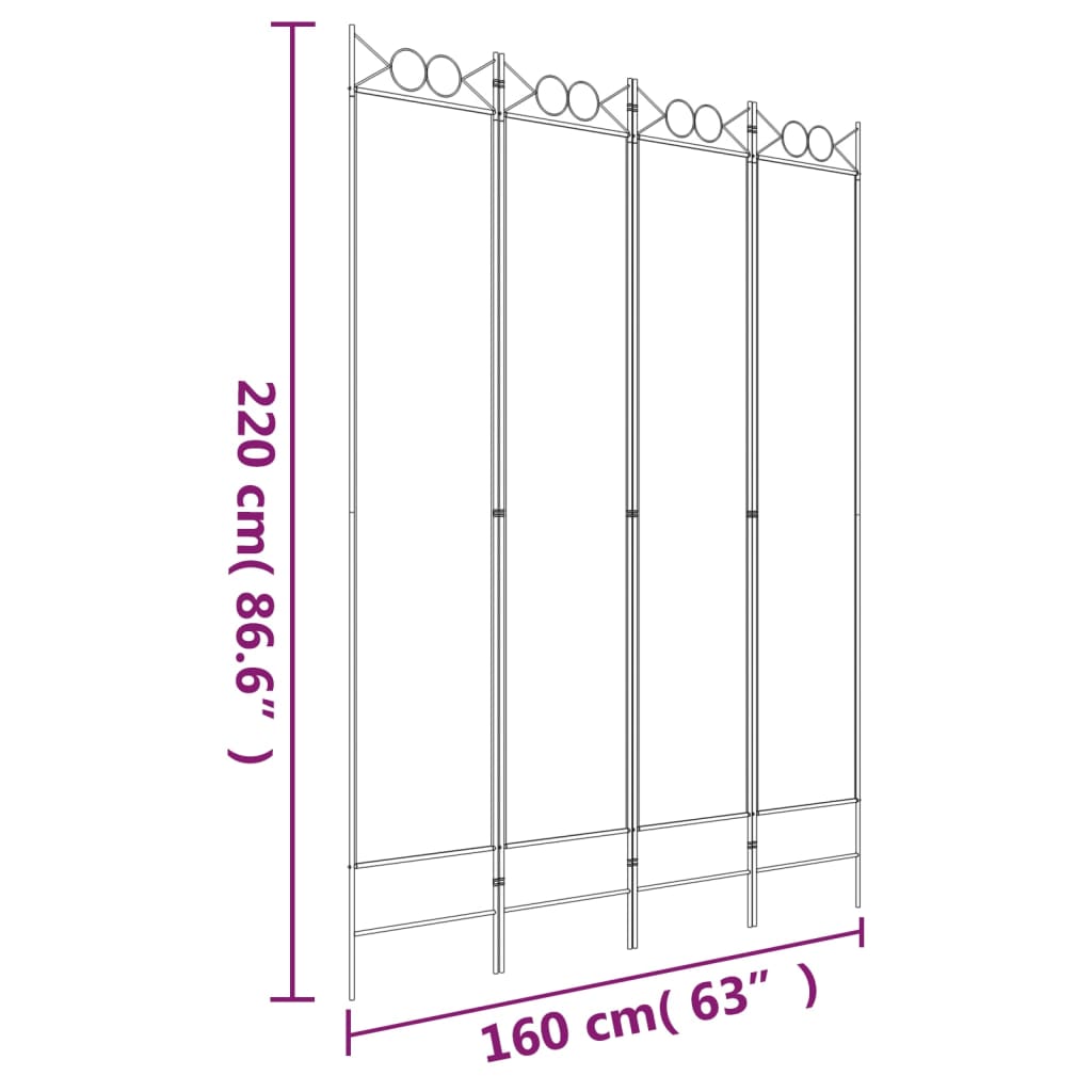 4-panels rumdeler 160x220 cm stof antracitgrå