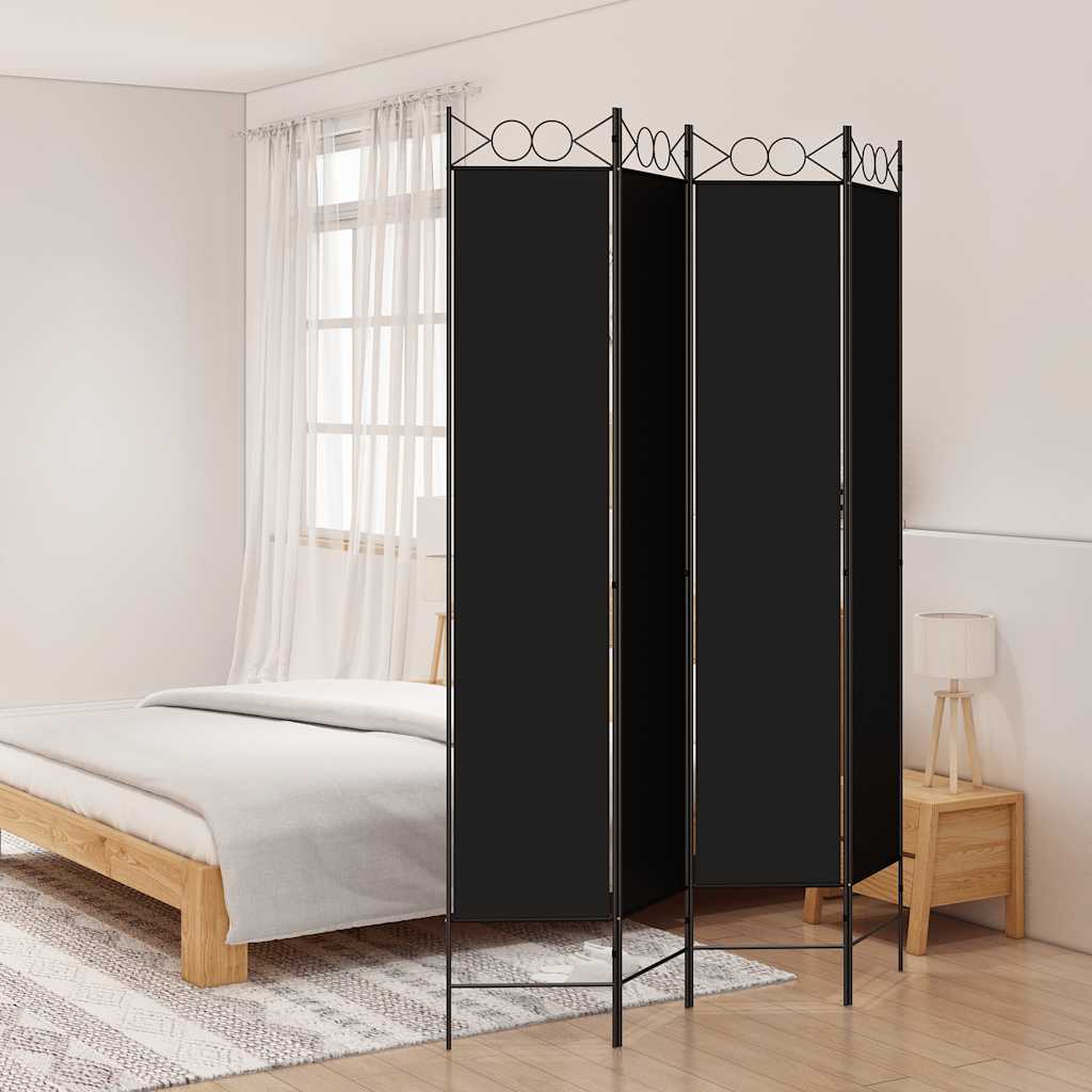 4-panels rumdeler 160x220 cm stof sort