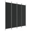 4-panels rumdeler 200x200 cm stof sort