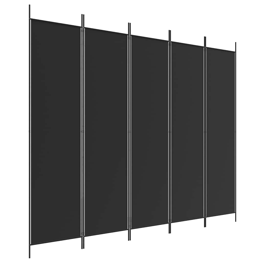 5-panels rumdeler 250x200 cm stof sort