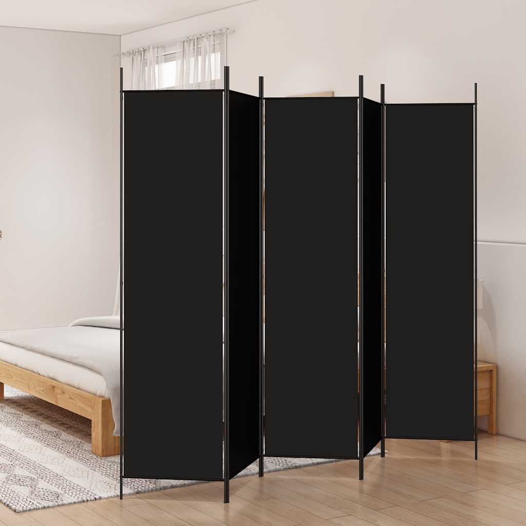 5-panels rumdeler 250x200 cm stof sort