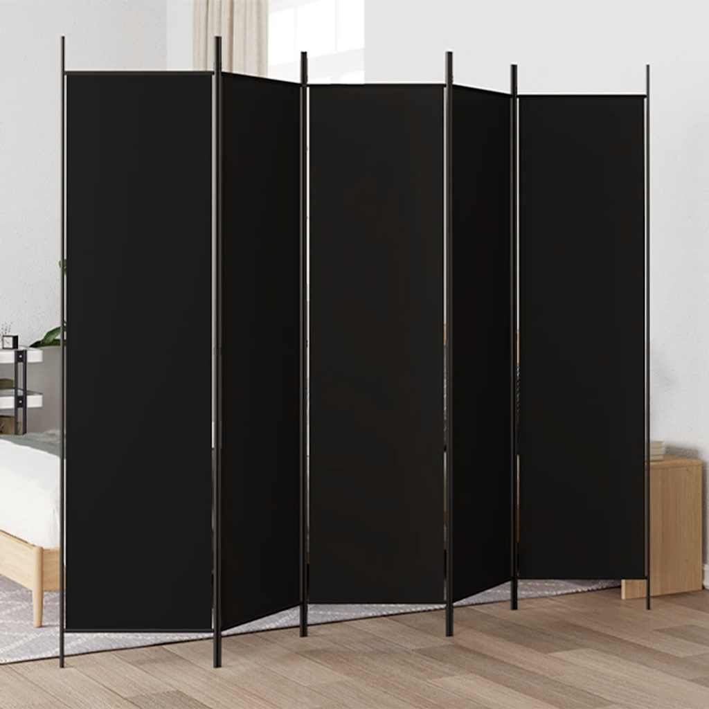 5-panels rumdeler 250x200 cm stof sort