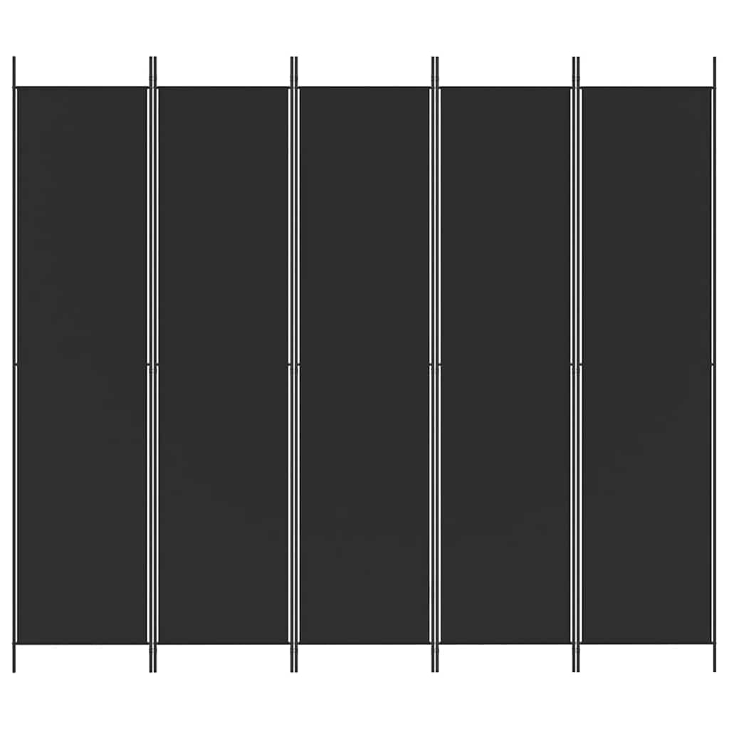 5-panels rumdeler 250x220 cm stof sort