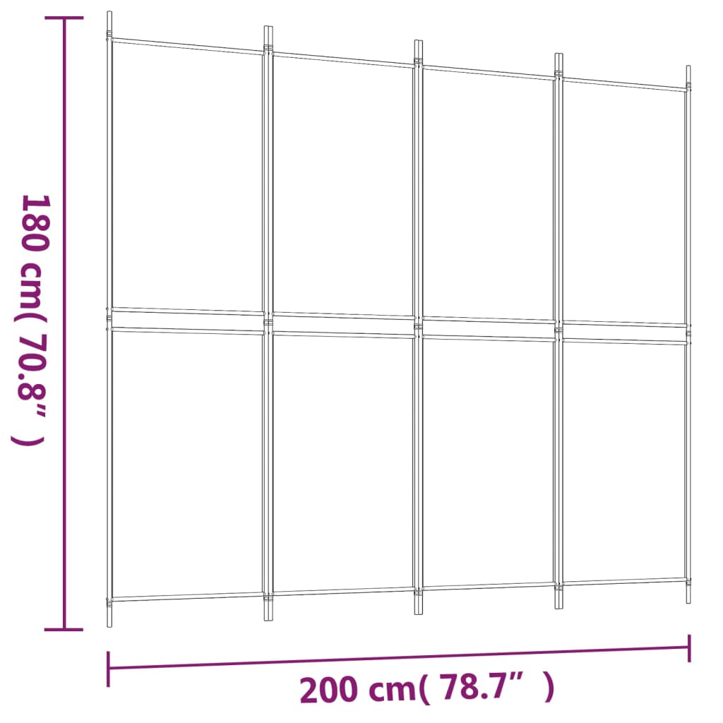4-panels rumdeler 200x180 cm stof antracitgrå