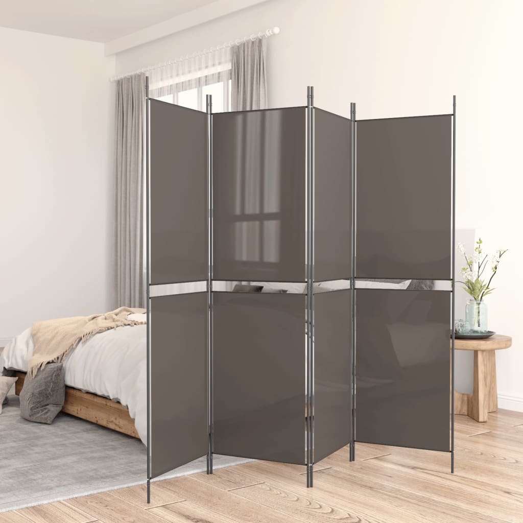 4-panels rumdeler 200x180 cm stof antracitgrå