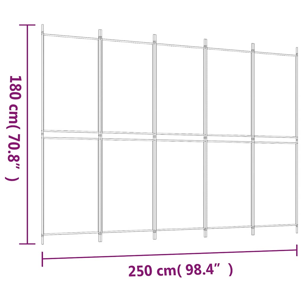 5-panels rumdeler 250x180 cm stof antracitgrå