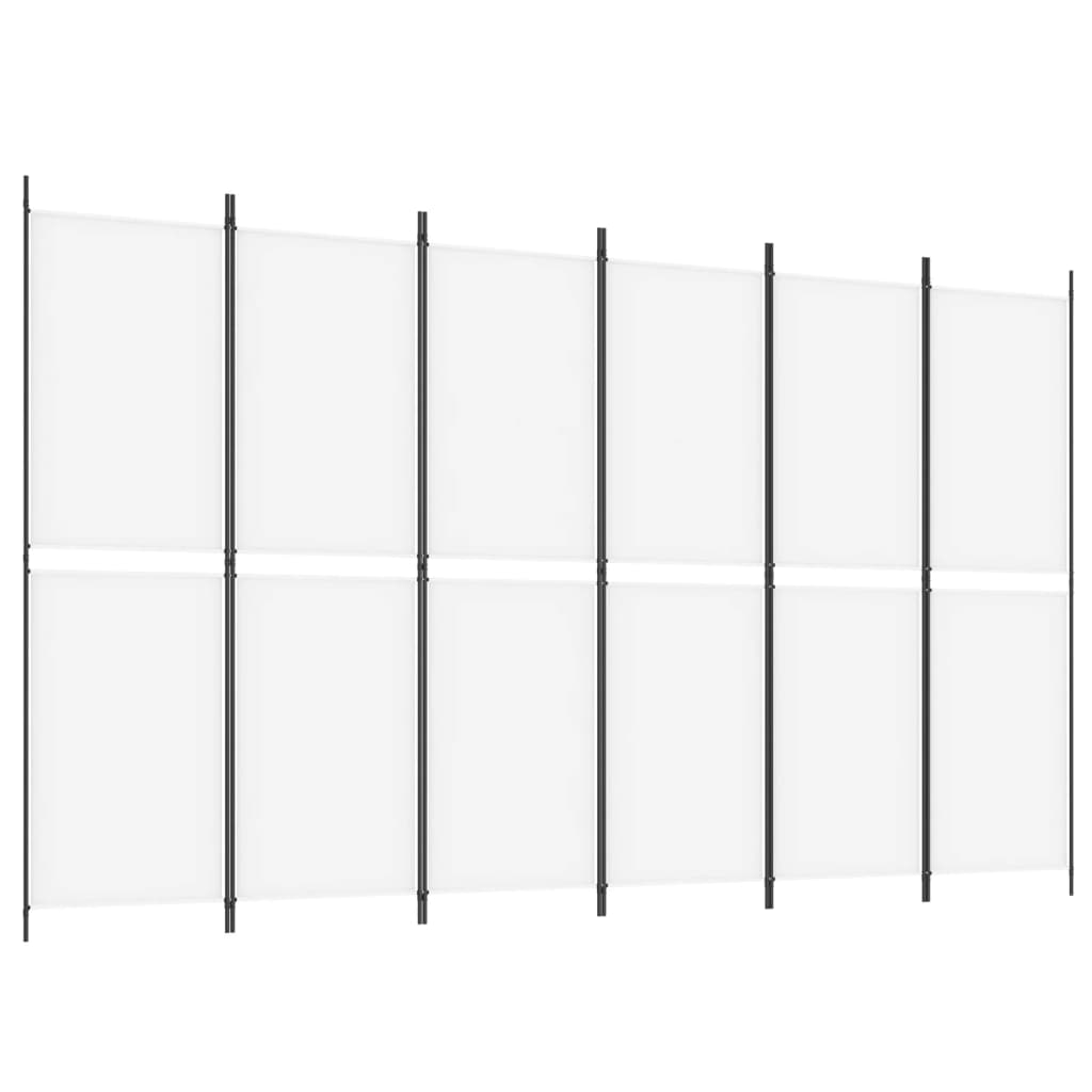 6-panels rumdeler 300x180 cm stof hvid