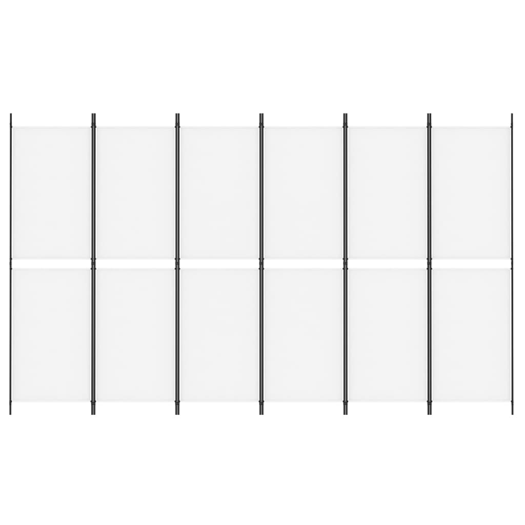 6-panels rumdeler 300x180 cm stof hvid