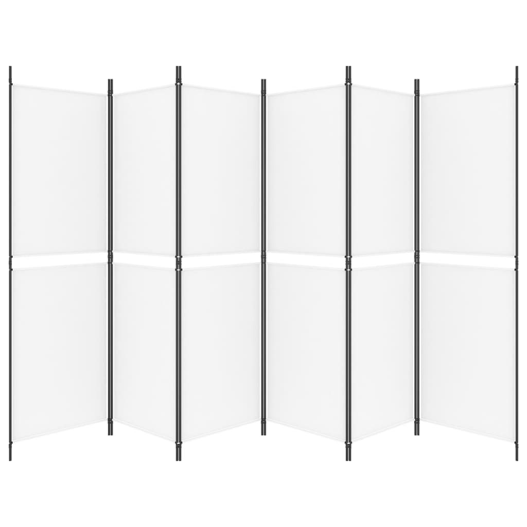 6-panels rumdeler 300x180 cm stof hvid