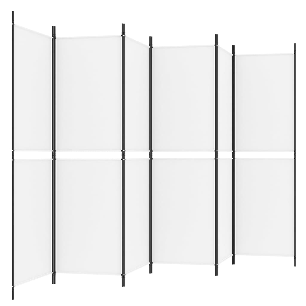 6-panels rumdeler 300x180 cm stof hvid
