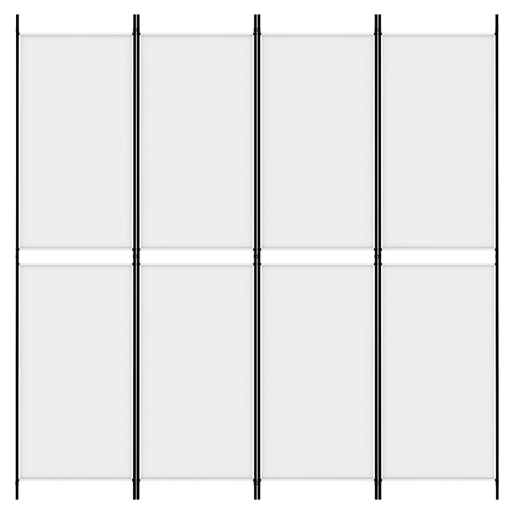 4-panels rumdeler 200x200 cm stof hvid