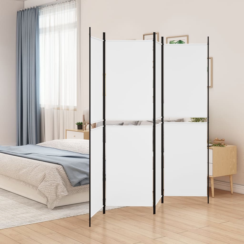 4-panels rumdeler 200x200 cm stof hvid