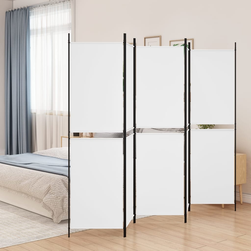5-panels rumdeler 250x200 cm stof hvid